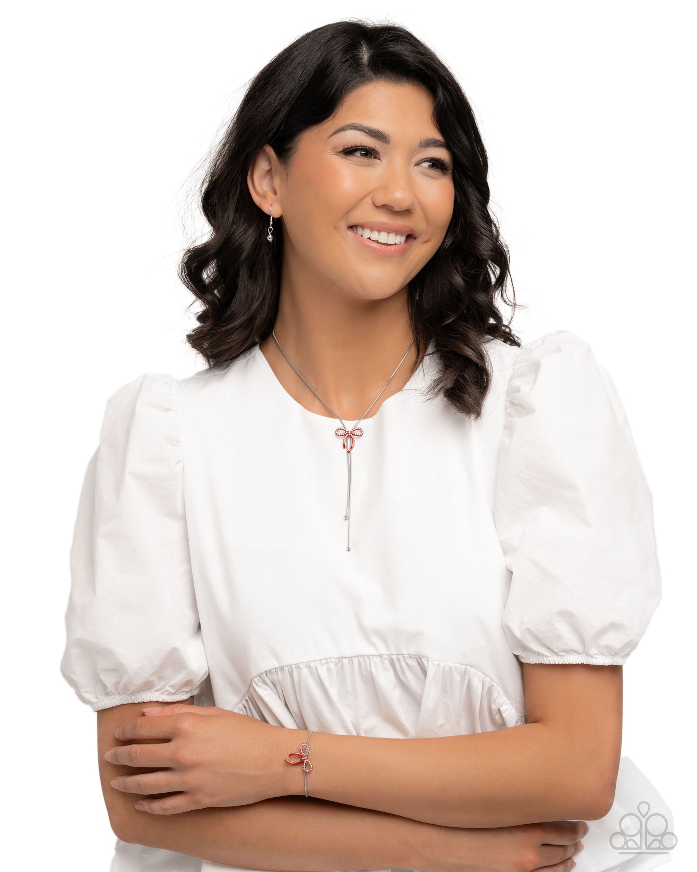 Paparazzi Bombshell Bow Beginning Necklace & Bracelet Set- Red