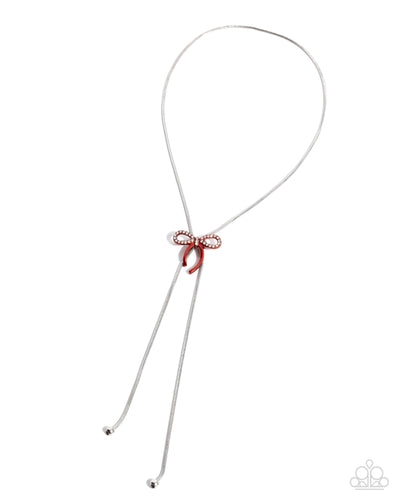 Paparazzi Bombshell Bow Beginning Necklace & Bracelet Set- Red
