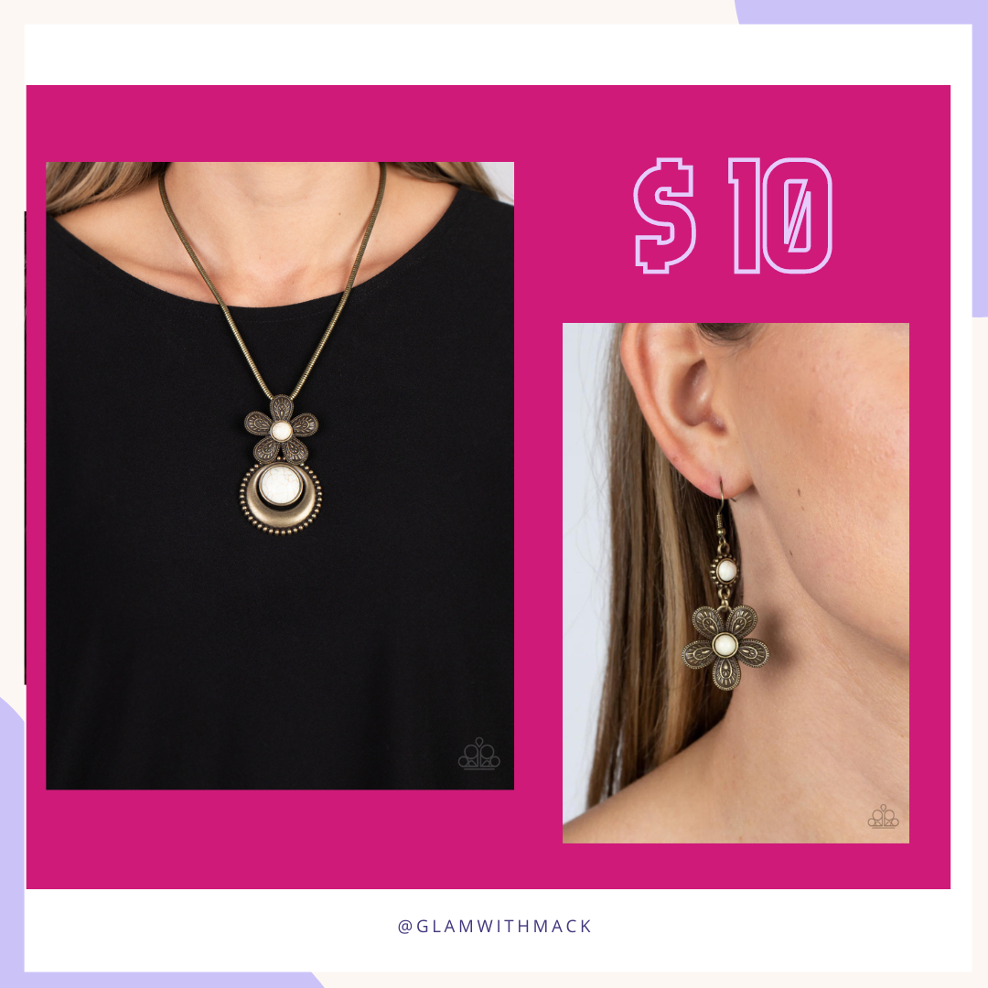 Bohemian Necklace & Earing Set ~ Brass