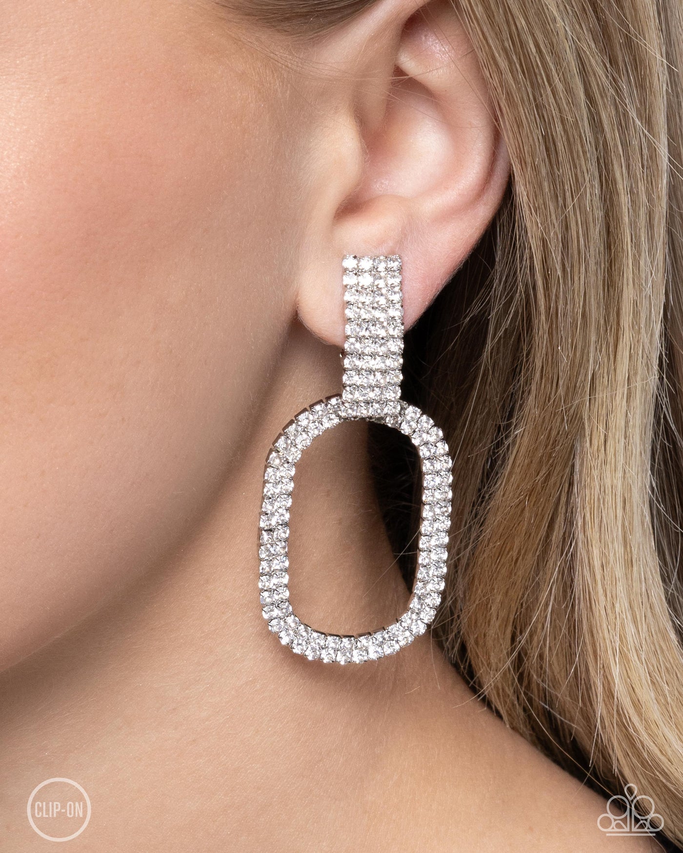 Paparazzi Guarded Glitz - White Clip-On Earrings
