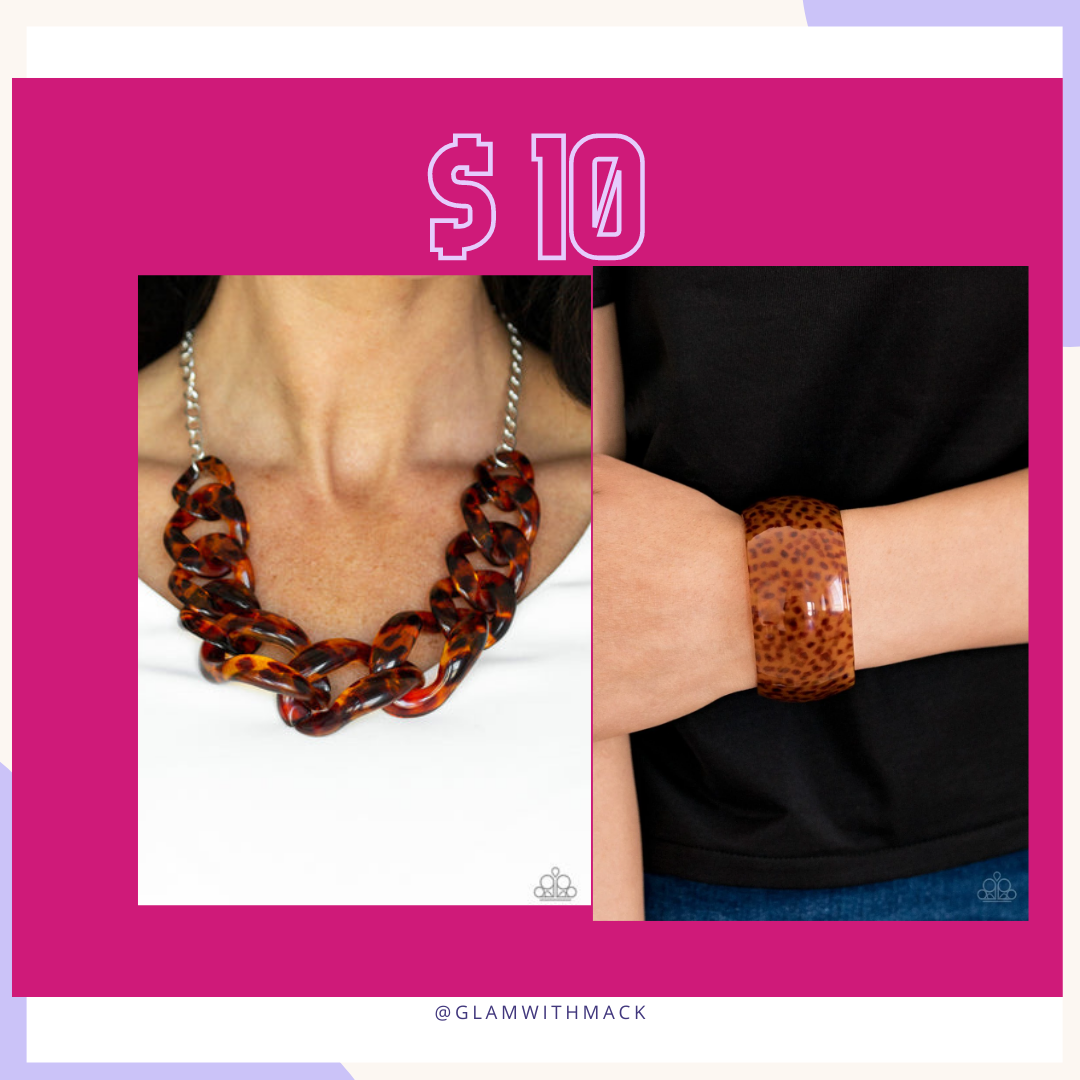 Animal Print Set Necklace & Bracelet