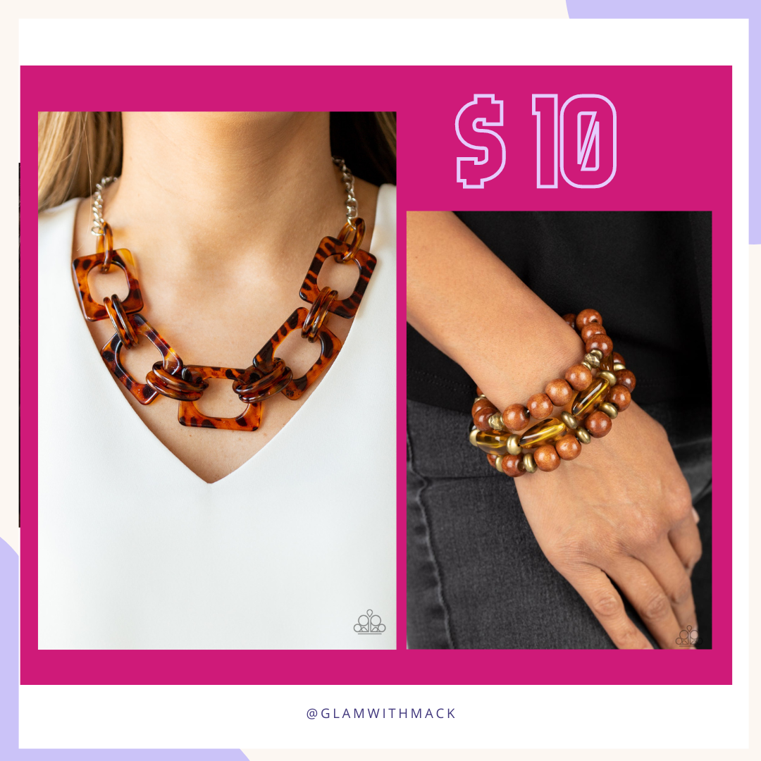 Animal Print Set Necklace & Bracelet