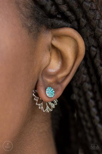 Paparazzi A Fan Fave - Blue Rhinestone Earrings - 2018 Summer Party Pack Exclusive