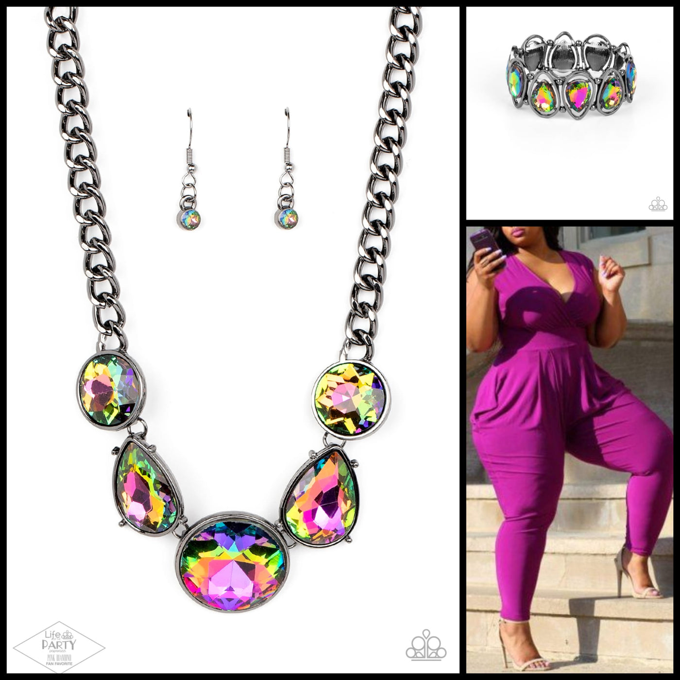 Oil Spill Set Necklace and Bracelet