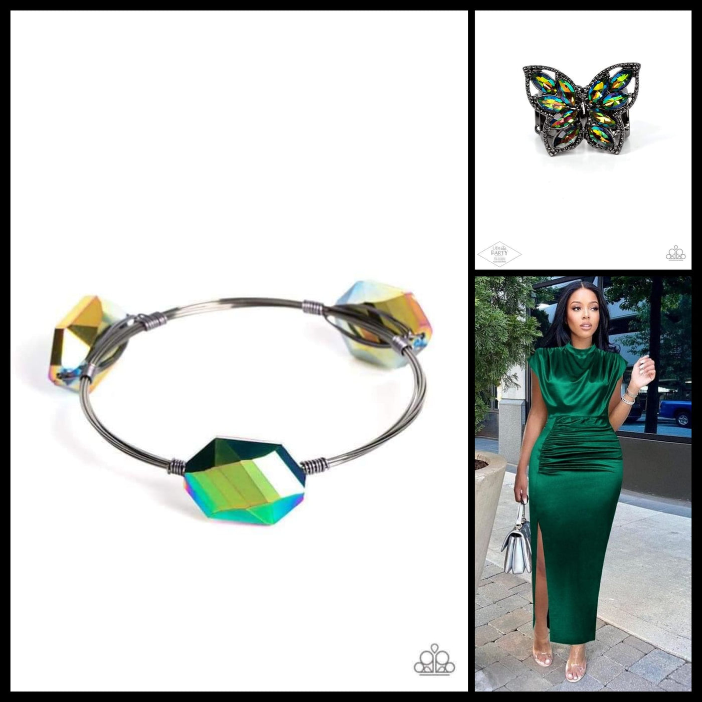 Oil Spill Set Bracelet and Butterfly ring