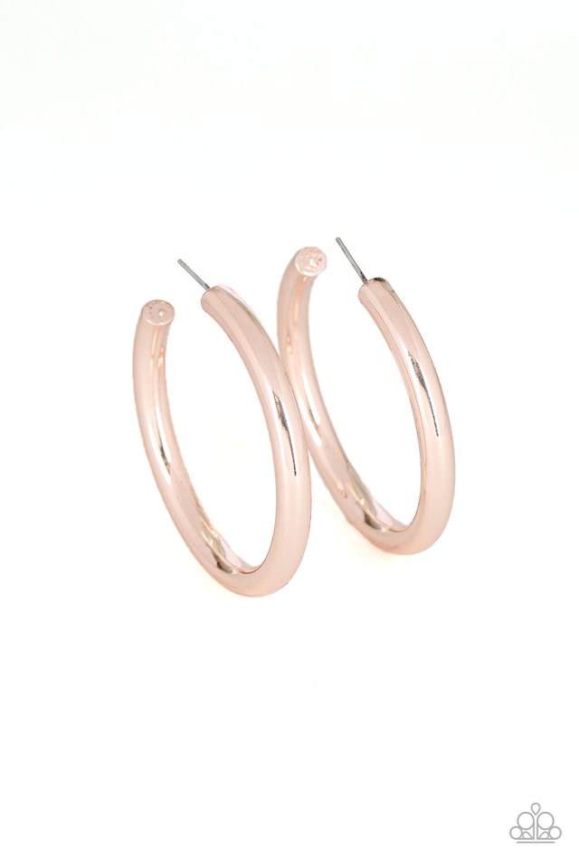 Paparazzi Earring ~ Hoop Hustle - Rose Gold