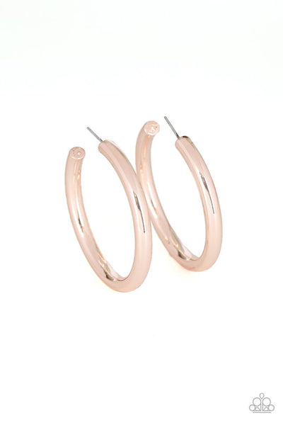 Paparazzi Earring ~ Hoop Hustle - Rose Gold