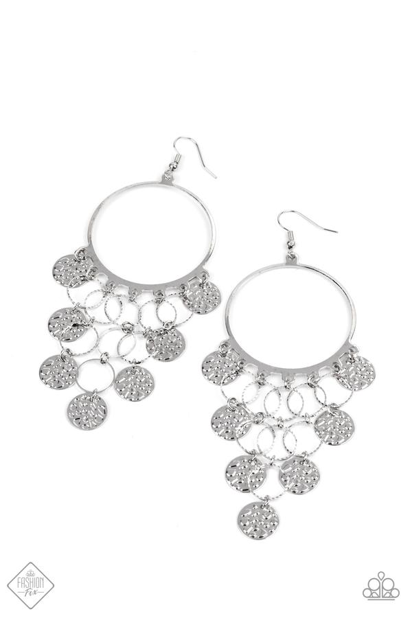 Paparazzi All CHIME High - Silver Earrings