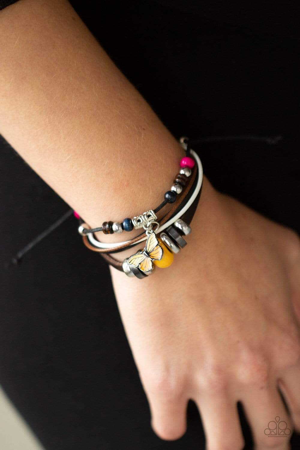 Paparazzi Accessories: Bodacious Butterfly - Multi Leather Bracelet