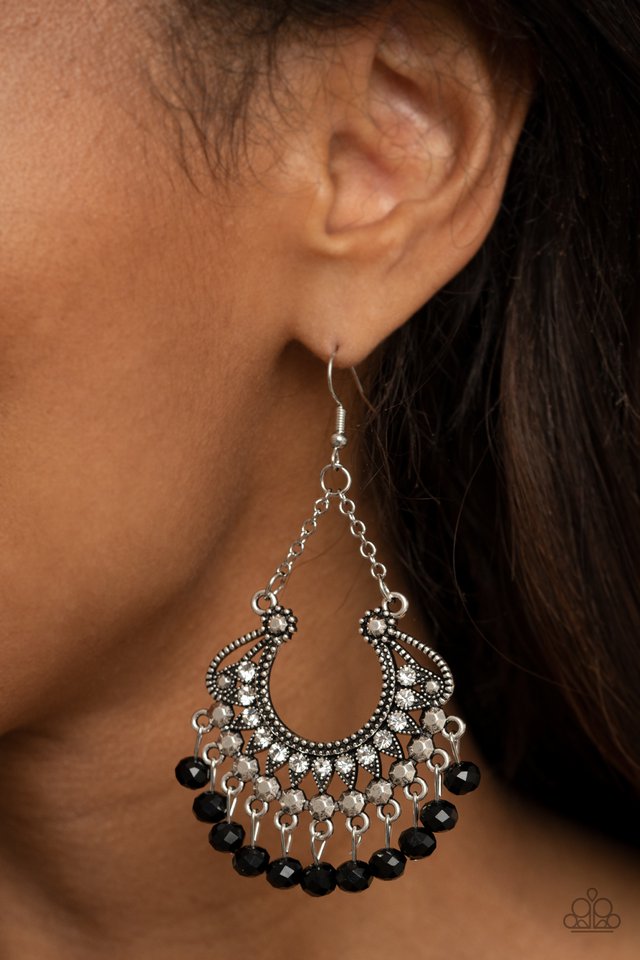 Paparazzi Earring ~ GLOW Down In Flames - Black