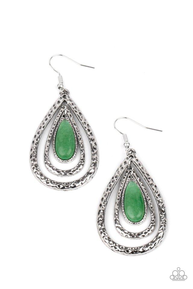 Paparazzi Earring ~ Teardrop Torrent - Green
