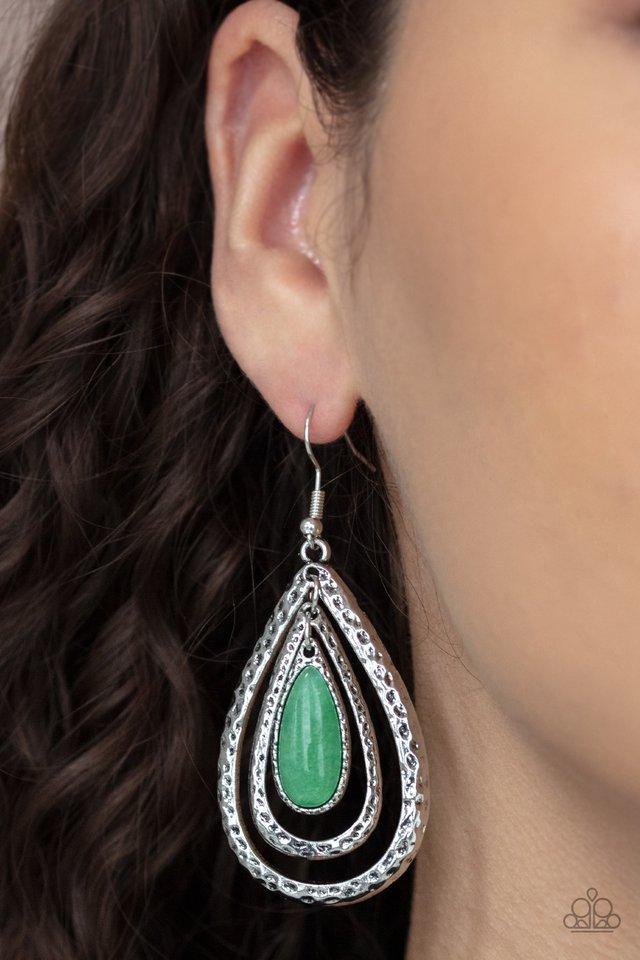 Paparazzi Earring ~ Teardrop Torrent - Green