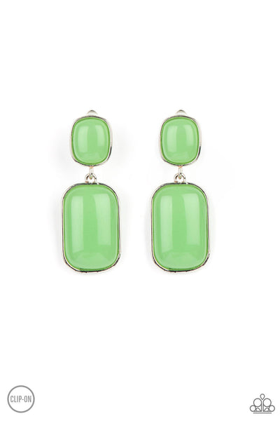 Paparazzi Meet Me At The Plaza - Green Clip-On Earrings