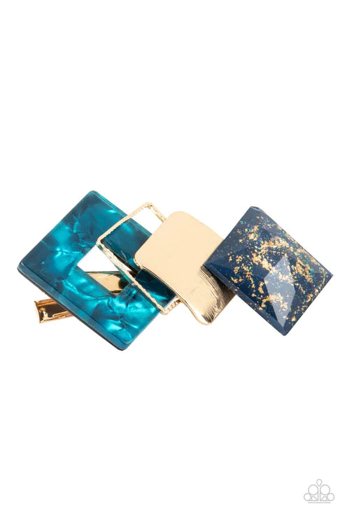 Paparazzi ♥ Geometrically Gatsby - Blue ♥ Hair Clip