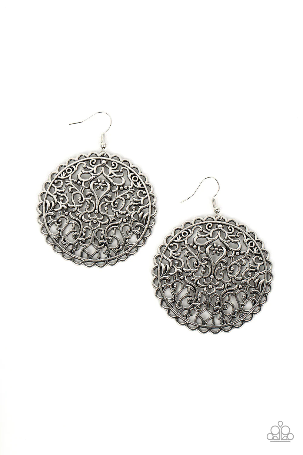 Paparazzi The Whole Nine VINEYARDS - Silver Earrings