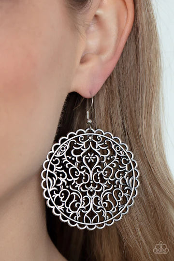 Paparazzi The Whole Nine VINEYARDS - Silver Earrings