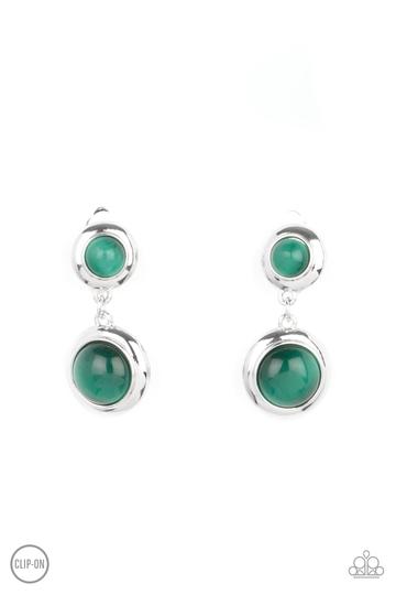 Paparazzi Subtle Smolder - Green - Clip On Earrings
