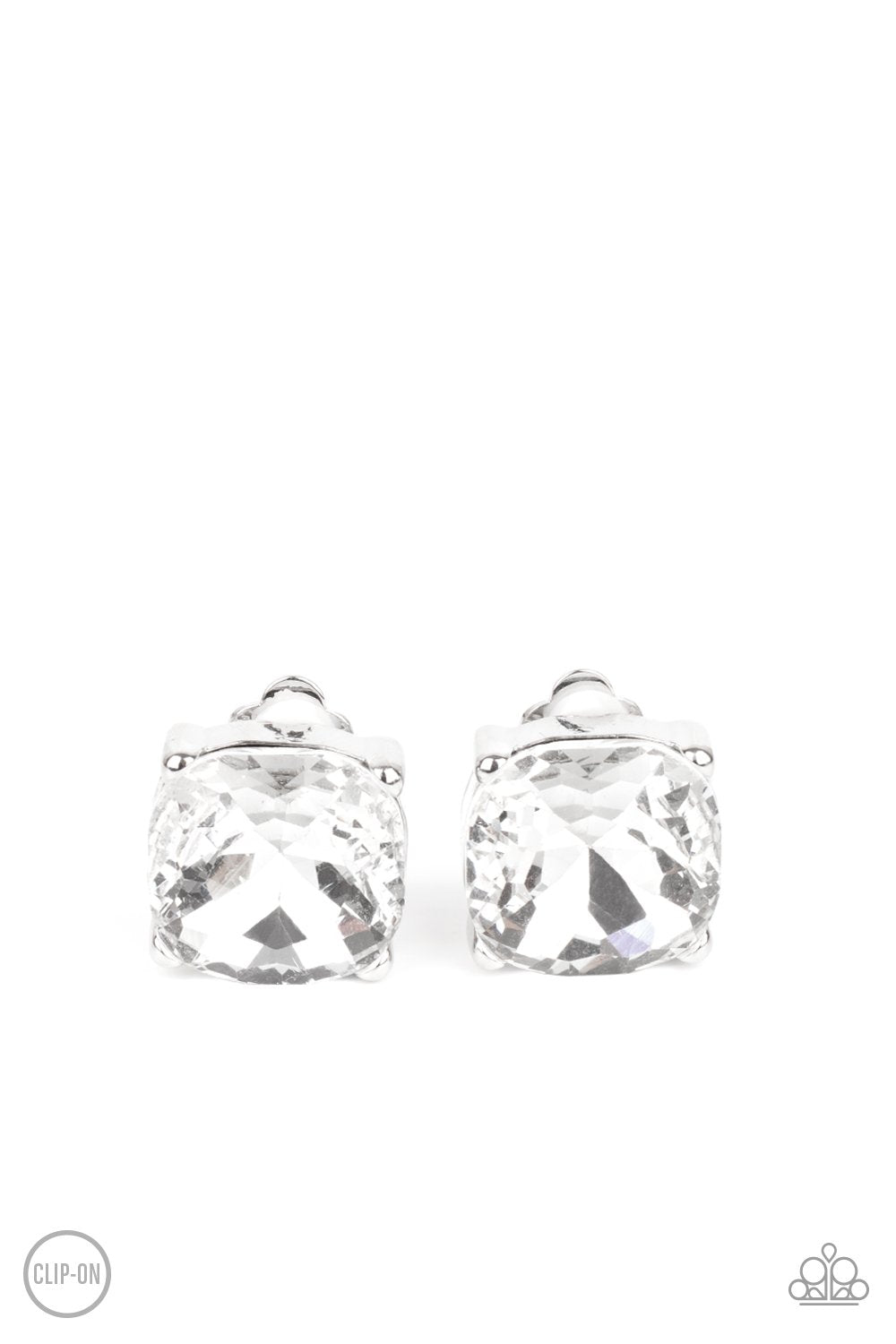Paparazzi Bombshell Brilliance - White CLIP ON earrings