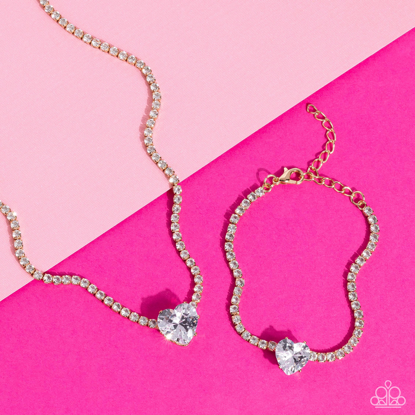 Flirty Fiance Heart Necklace and Bracelet Set