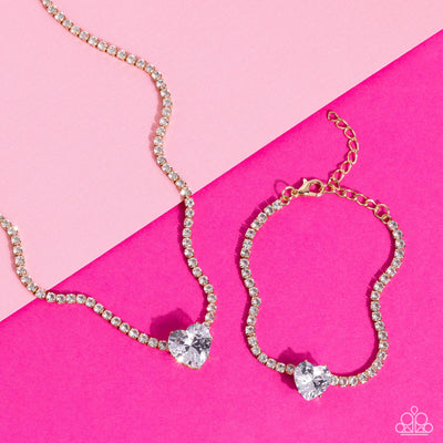 Flirty Fiance Heart Necklace and Bracelet Set