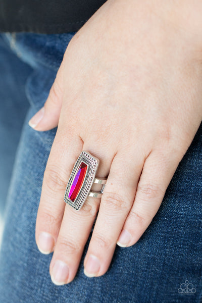 Pink Iridescent Necklace and Ring  Set