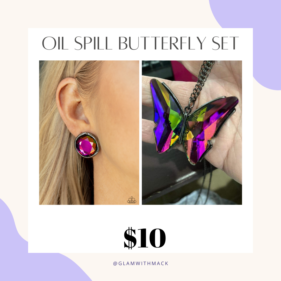 Paparazzi Butterfly Oil Spill Set Earring and Necklace